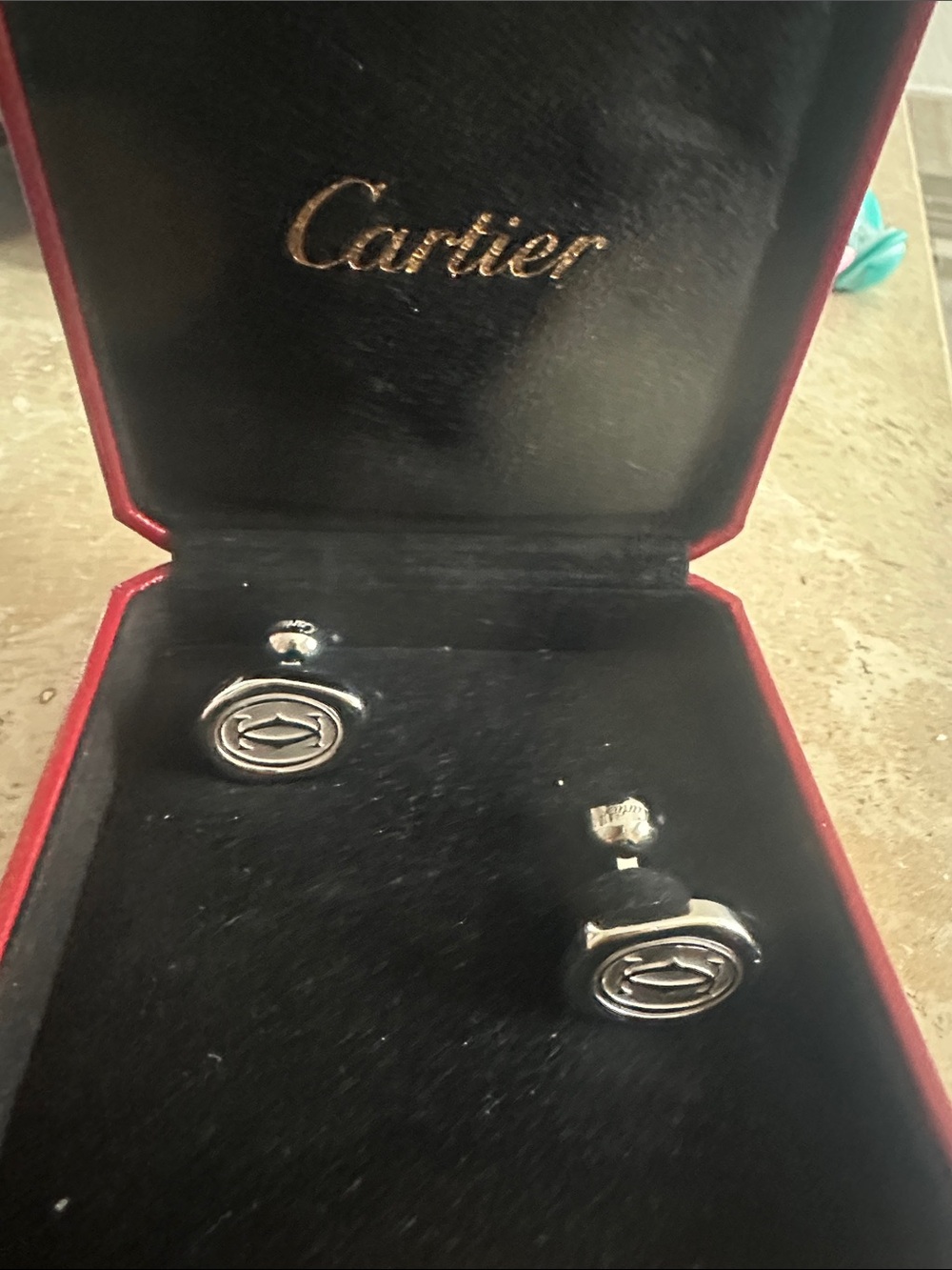 Cartier Silver Oval Logo Cufflinks
